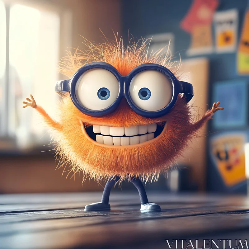 AI ART Cheerful Furry Cartoon with Big Eyes and Glasses