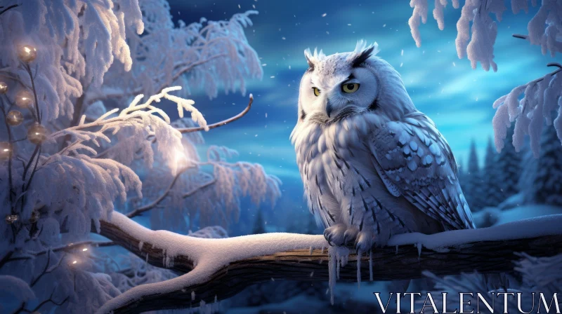 Enchanted Winter Owl - Fantasy Artwork AI Image