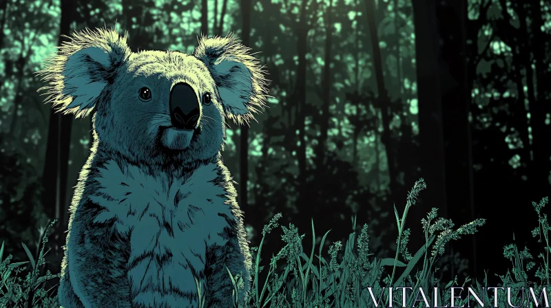 Forest Koala Art AI Image