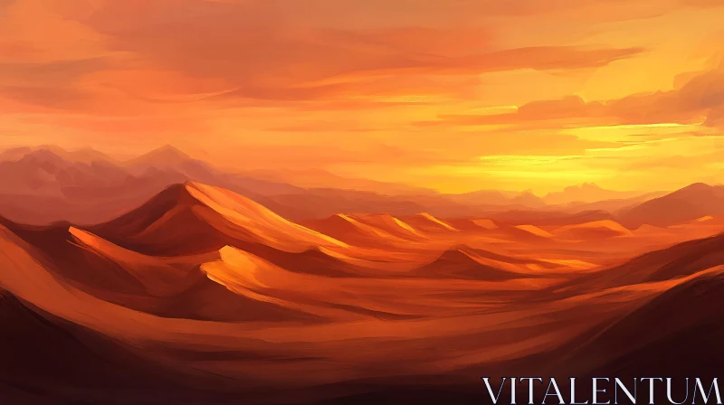 AI ART Desert Dunes at Sunset