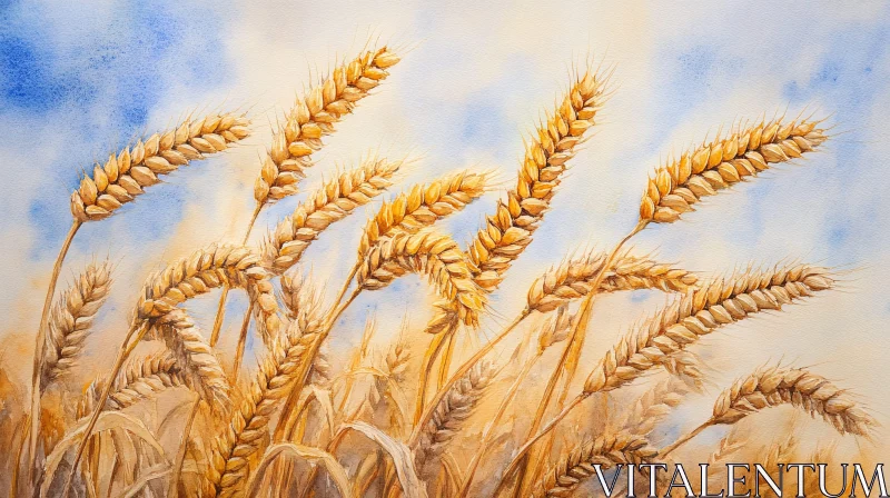 Golden Wheat Field Close-Up AI Image