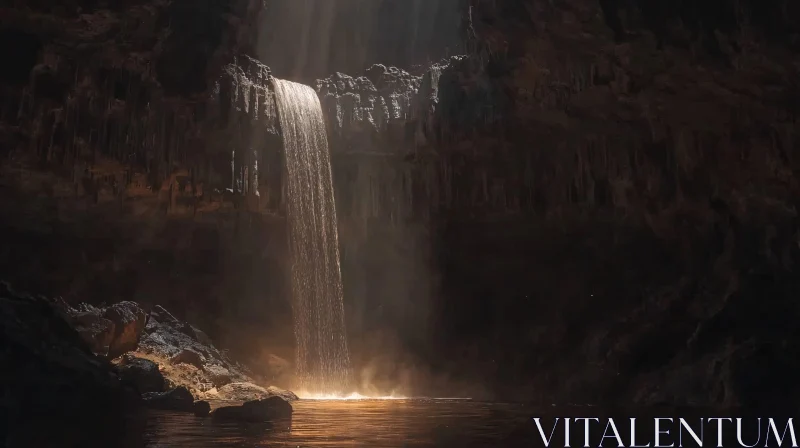 AI ART Mystical Sunlit Waterfall