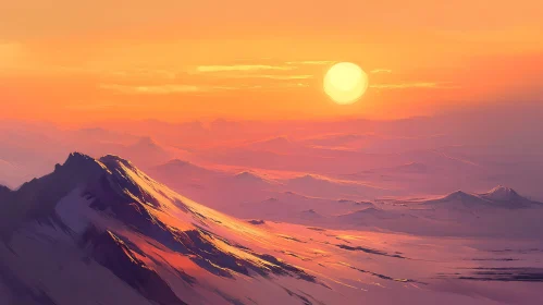 Golden Sunset Over Majestic Mountains