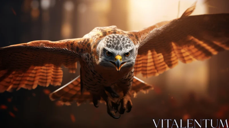 Majestic Eagle Soaring Through Forest - Photo-realistic Art AI Image