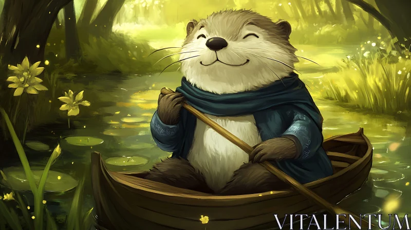 Charming Otter in Nature's Serenity AI Image