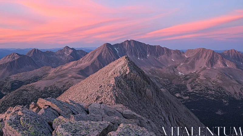 Sunset Over Majestic Mountain Peaks AI Image