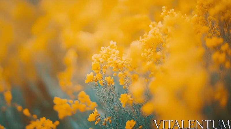 AI ART Close-up of Blooming Yellow Flowers