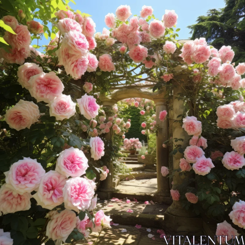 Floral Surrealism - Rose Garden Arch in Oxfordshire AI Image
