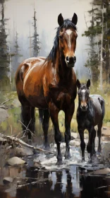 Sublime Wilderness: Horse and Offspring by Water