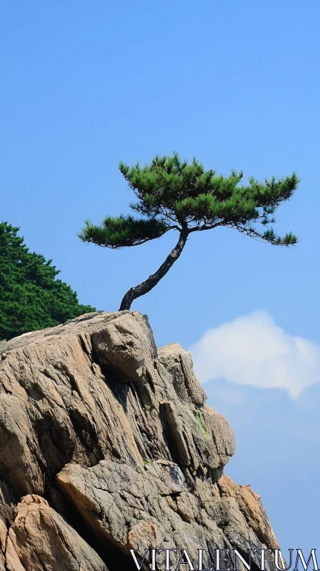 Resilient Tree on Cliff Edge AI Image