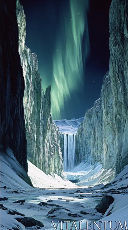 AI ART Enchanted Winter Landscape with Aurora Borealis