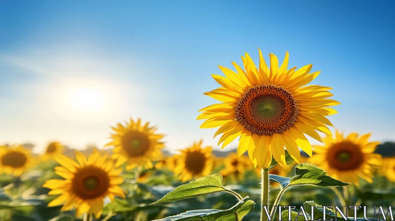 Bright Sunflower in a Sunny Field AI Image