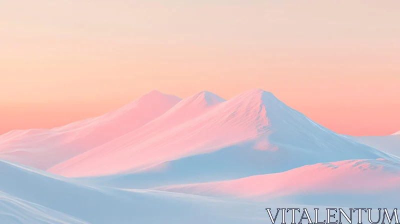 Pastel-Colored Snowy Mountain Range AI Image