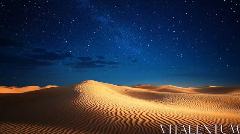 Nighttime Desertscape with Star-Filled Sky AI Image