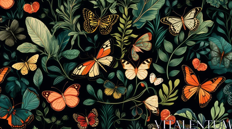 Golden Age Inspired Butterfly Botanical Illustrations AI Image