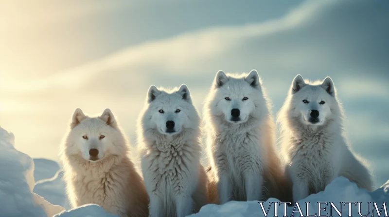 White Wolves in the Snow: A Study in Elegant Realism AI Image