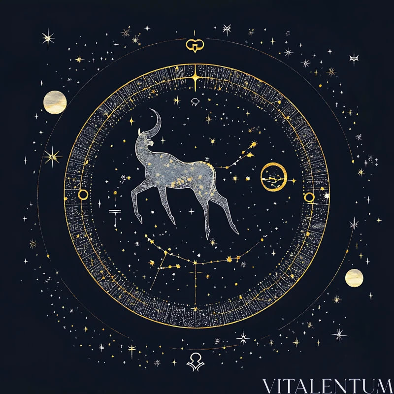 Celestial Zodiac Sign Art with Astrological Symbols AI Image