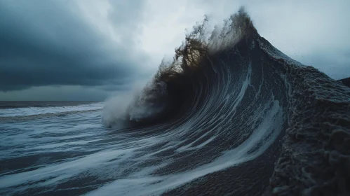 Massive Sea Wave Under Stormy Skies