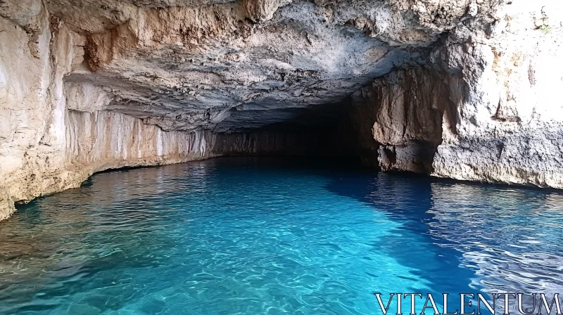 AI ART Serene Blue Water Cave