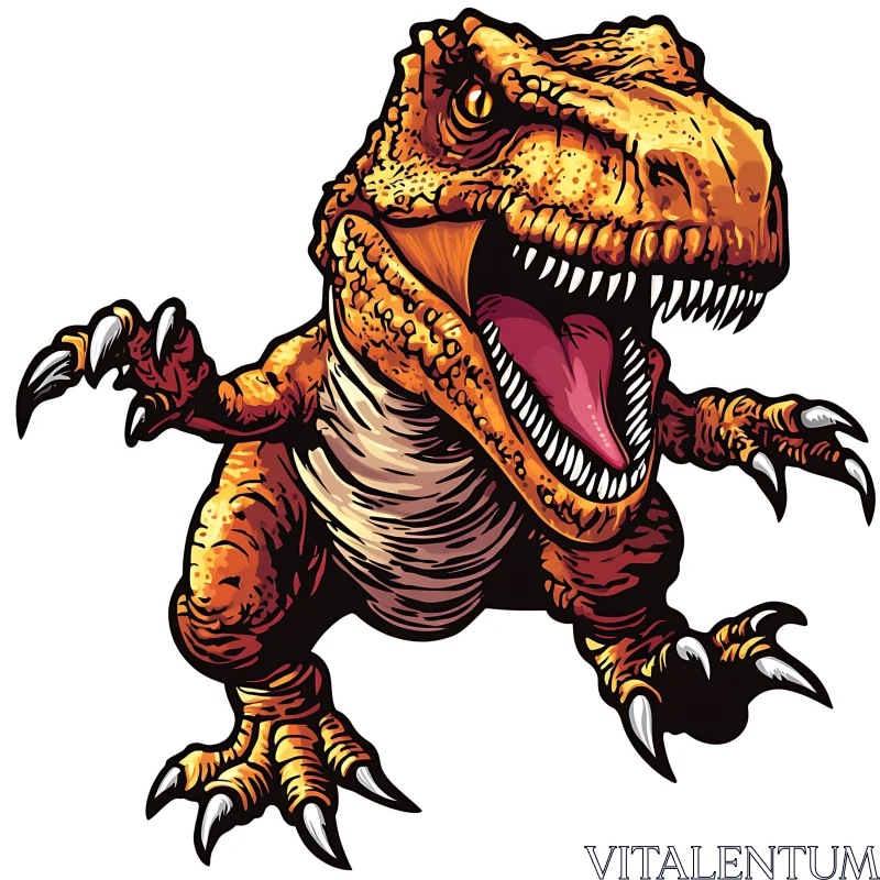 Fierce Cartoon T-Rex Dinosaur Art AI Image