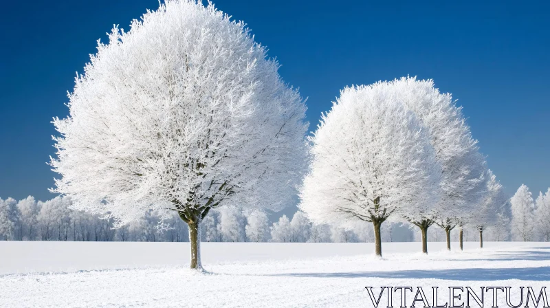 Tranquil Snowy Trees in Winter AI Image