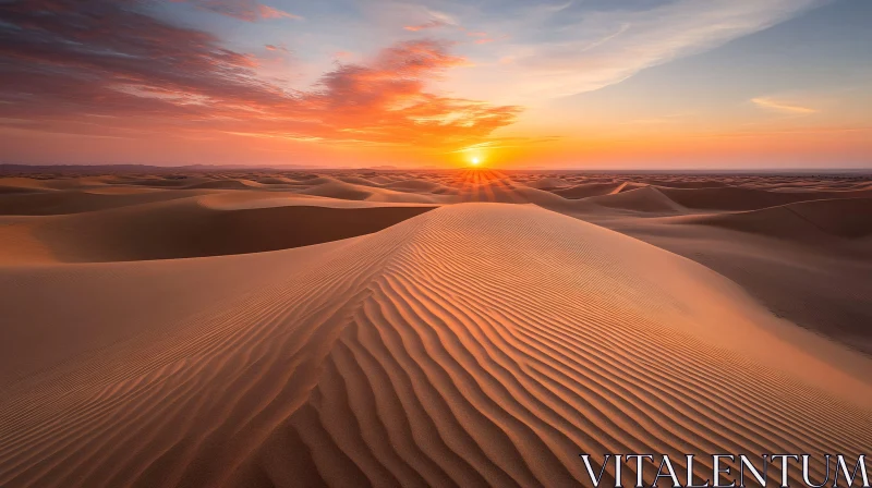 AI ART Sunset Over Majestic Desert Sand Dunes