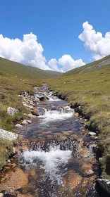 Tranquil Flowing Stream in Mountainous Landscape