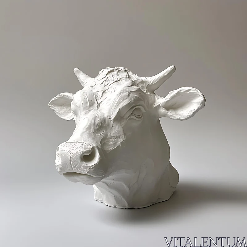 Exquisite White Cow Head Sculpture AI Image