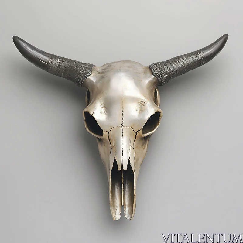 AI ART Rustic Bull Skull Decoration