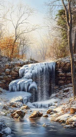 Enchanting Winter Waterfall with Icicles