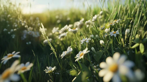 Sunlit Daisy Field