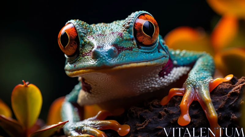 Intricate Storytelling Through a Colored Tree Frog Image AI Image