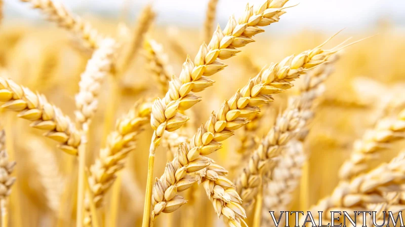 Detailed View of Wheat Grains in the Field AI Image