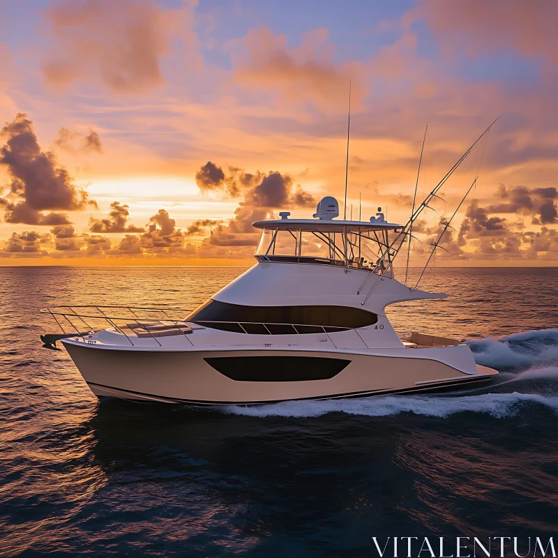 Elegant Yacht on Serene Ocean at Dusk AI Image