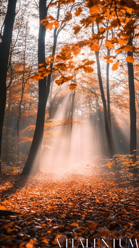 AI ART Ethereal Sunlight in Autumn Woods