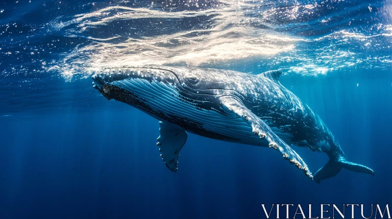 Whale Elegantly Gliding Under the Ocean Surface AI Image