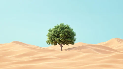 Isolated Tree Amidst Sand Dunes