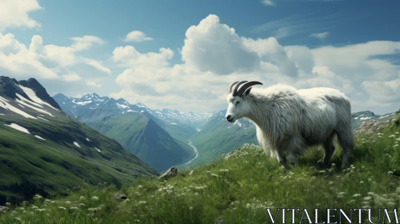 Mountain Goat in French Landscape - An Ode to Environmental Awareness AI Image