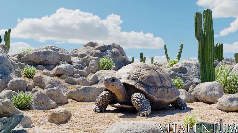 AI ART Desert Tortoise Amid Rocky Terrain