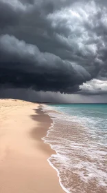 Stormy Beach Scene with Turquoise Ocean