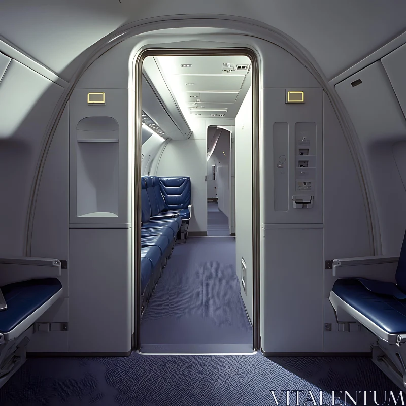 Airplane Cabin with Neatly Arranged Seats AI Image