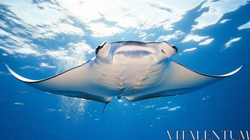 Majestic Manta Ray in Clear Ocean AI Image