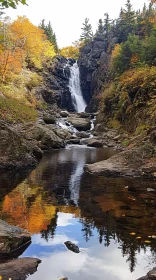 Peaceful Fall Forest with Cascading Waterfall