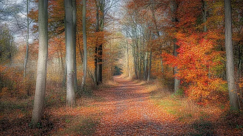 Autumn Leaves on Forest Path