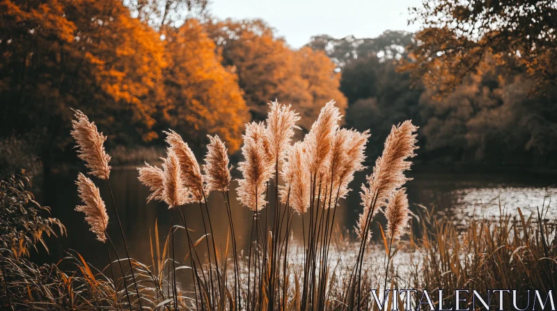 AI ART Golden Reeds by Autumn Lake