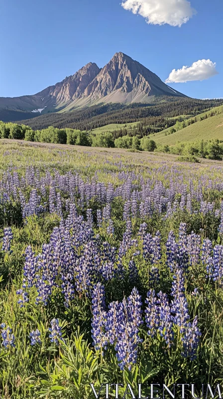 AI ART Majestic Mountain View with Lush Wildflowers