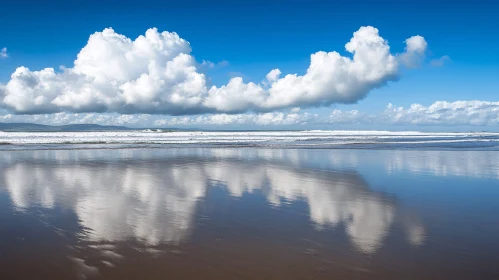 Tranquil Coastal Scene with Reflected Clouds