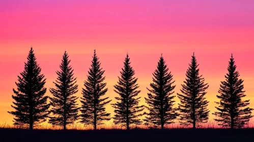 Sunset Silhouette of Trees