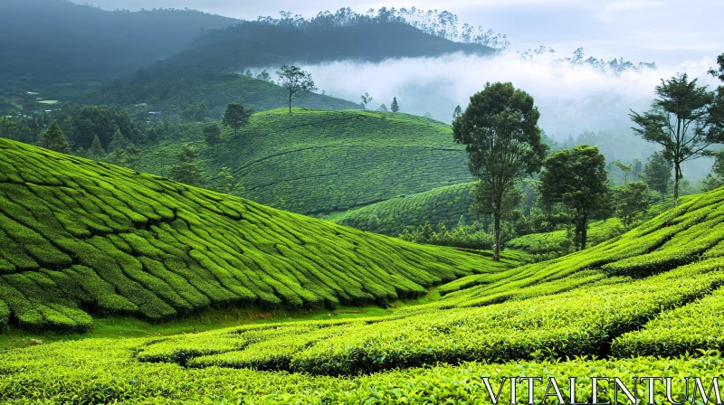 AI ART Rolling Green Hills of a Tea Plantation