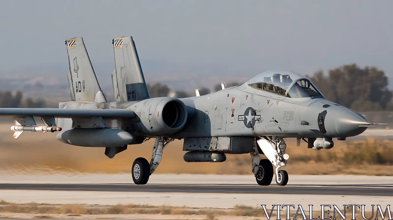 Military Fighter Jet Preparing for Takeoff AI Image